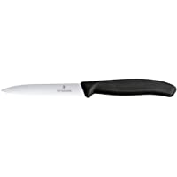 Victorinox 6.7733, Black 4 Inch Swiss Classic Paring Knife with Serrated Edge, Round tip , 4"