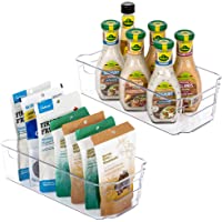 HOOJO Refrigerator Organizer Bins - 2pcs Clear Plastic Bins For Fridge, Freezer, Kitchen Cabinet, Pantry Organization…