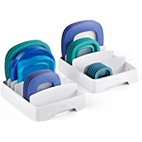 YouCopia StoraLid Food Container Lid Organizer, 2-Pack, Small, Adjustable Plastic Lid Storage for Cabinets