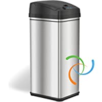 iTouchless 13 Gallon Automatic Trash Can with Odor-Absorbing Filter and Lid Lock, Power by Batteries (not included) or…