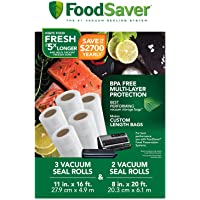 FoodSaver 8" and 11" Vacuum Seal Rolls Multipack, Make Custom-Sized BPA-Free Vacuum Sealer Bags, Multi-Pack, Clear