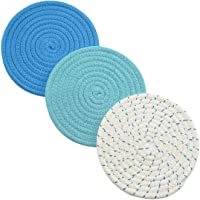 Kitchen Pot Holders Set Trivets Set 100% Pure Cotton Thread Weave Hot Pot Holders Set (Set of 3) Stylish Coasters, Hot…