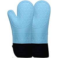 HOMWE Extra Long Professional Silicone Oven Mitt, Oven Mitts with Quilted Liner, Heat Resistant Pot Holders, Flexible…