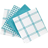 T-Fal Textiles 24367 4-Pack Cotton Flat Waffle Dish Cloth, Breeze, 4 Pack, 4 Count