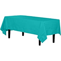12-Pack - Premium Plastic Tablecloth 54in. x 108in. Rectangle Table Cover - Aqua Blue