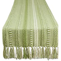 DII Farmhouse Braided Stripe Table Runner Collection, 15x72, Antique Green