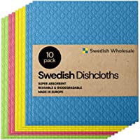 Swedish Wholesale Swedish Dish Cloths - 10 Pack Reusable, Absorbent Hand Towels for Kitchen, Counters & Washing Dishes…