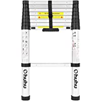 Ohuhu 8.5 FT Aluminum Telescoping Ladder, One-Button Retraction Extension Ladder for Home, Collapsible Ladders with…