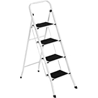 Best Choice Products 4-Step Portable Folding Heavy-Duty Steel Ladder w/ Hand Rail, Wide Platform Steps, 330lbs Capacity