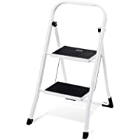 Delxo 2 Step Stool，2 Step Folding Step Stool with Handgrip, Lightweight But Heavy Duty 2 Step Ladder Multi-Use for…