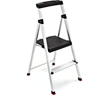 Rubbermaid RMA-2 2 Lightweight Aluminum Step Stool with Project Top, 225-pound Capacity, Silver
