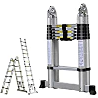 16.5FT Aluminum Telescoping Extension Ladder 330lbs Max Capacity A-Frame Lightweight Portable Multi-Purpose Folding with…