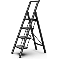 4 Step Ladder,Folding Step Stool with Convenient Handgrip for Home,Office,Kitchen, Aluminum Lightweight Portable Step…