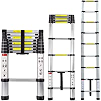 ARCHOM Folding Ladder Aluminum Telescopic Extension Ladders EN131 Standard with Spring Loaded Locking Mechanism(2.6M/8…