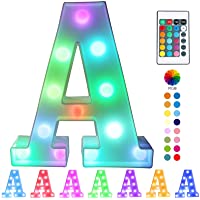 Pooqla Colorful LED Marquee Letter Lights with Remote – Light Up Marquee Signs – Party Bar Letters with Lights…