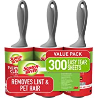 Scotch-Brite Lint Roller, Works Great on Pet Hair, Clothing, Furniture and More, 3 Rollers, 100 Sheets Per Roller (300…