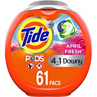 Tide PODS Plus Downy 4 in 1 HE Turbo Laundry Detergent Pacs, April Fresh Scent, 61 Count Tub - Packaging May Vary