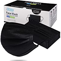 Biwisy 50pcs 3-Ply Disposable Face Mask Breathable Black Masks of 50 PCS Black