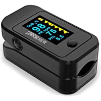 Santamedical Dual Color OLED Pulse Oximeter Fingertip, Blood Oxygen Saturation Monitor (SpO2) with Case, Batteries and…