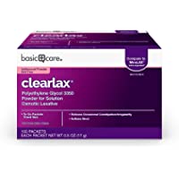 Amazon Basic Care ClearLax Polyethylene Glycol 3350 Powder for Solution, Osmotic Laxative, Softens Stool, Relieves…