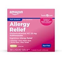 Amazon Basic Care Allergy Relief, Diphenhydramine HCl - Antihistamine, 48 Count
