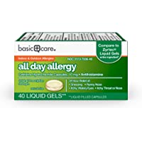 Amazon Basic Care All Day Allergy Relief, Cetirizine Hydrochloride Capsules 10 mg, 40 Count