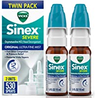 Vicks Sinex SEVERE, Nasal Spray, Original Ultra Fine Mist Sinus Decongestant for Fast Relief of Cold & Allergy…