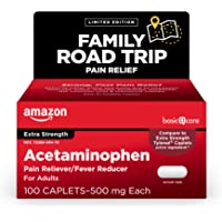 Amazon Basic Care Extra Strength Pain Relief, Acetaminophen Caplets, Limited Edition, 500 mg, 100 Count