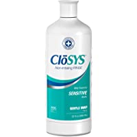 CloSYS Sensitive Antimicrobial Mouthwash, 32 Ounce, Gentle Mint, Alcohol Free, Dye Free, pH Balanced, Helps Soothe Mouth…