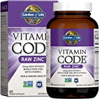 Garden of Life Vitamin Code Raw Vegan Zinc Capsules, 30mg High Potency Whole Food Supplement Plus Vitamin C, Trace…