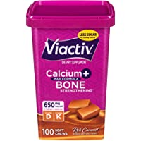 Viactiv Calcium +D Supplement Soft Chews, Caramel, 100-Count