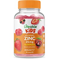 Lifeable Zinc Gummies for Kids – 25mg – Great Tasting Natural Flavor Gummy Supplement Vitamins – Gluten Free Vegetarian…