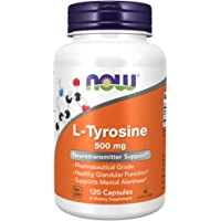 NOW Supplements L-Tyrosine 500 mg Supports Mental Alertness Neurotransmitter Support , 120 Capsules