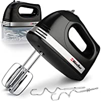 Mueller Electric Hand Mixer, 5 Speed 250W Turbo with Snap-On Storage Case and 4 Stainless Steel Accessories for Easy…