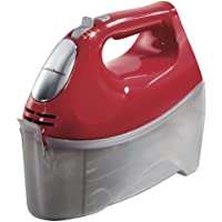 Hamilton Beach 6-Speed Electric Hand Mixer, Beaters and Whisk, with Snap-On Storage Case, Red