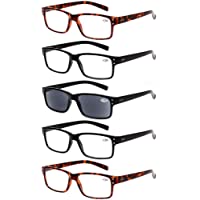 Reading Glasses 5 Pairs Quality Readers Spring Hinge Glasses for Reading for Men and Women