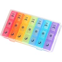 Weekly Pill Organizer,3-Times-A-Day 7 Day Pill Box Large Compartments Moisture-Proof Pill Case Medication Reminder…