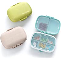 3 Pack 8 Compartments Travel Pill Organizer Moisture Proof Small Pill Box for Pocket Purse Daily Pill Case Portable…