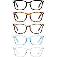 CCVOO 5 Pack Blue Light Blocking Reading Glasses, Filter UV Ray/Glare Fashion Non Prescription Fake Gaming Eyeglasses…