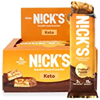 Nick's Keto Snack Bar, Chocolate Peanut Keto Snack, 3g Net Carbs, 15g Protein, No Added Sugar, 5g Collagen, Low Carb…