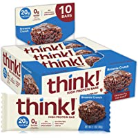 think! High Protein Bars - Brownie Crunch, 20g Protein, 0g Sugar, No Artificial Sweeteners, GMO Free, 2.1 oz bar (10…