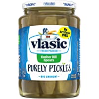 Vlasic Purely Pickles Kosher Dill Pickle Spears, Keto Friendly, 6 - 24 FL OZ Jars