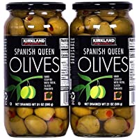 Kirkland Signature Pimento Stuffed Spanish Queen Olives 21 oz. Jars x 2 Jars