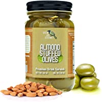 Green Jay Gourmet Almond Stuffed Olives – Almond Stuffed Green Olives for Cocktail Garnish & Cheese Board – Dirty…