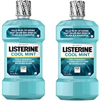 Listerine Cool Mint Antiseptic Mouthwash to Kill 99% of Germs That Cause Bad Breath, Plaque and Gingivitis, Cool Mint…