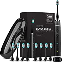 AquaSonic Black Series Ultra Whitening Toothbrush – ADA Accepted Electric Toothbrush - 8 Brush Heads & Travel Case…