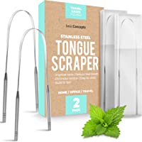 Tongue Cleaner with Cases (2 Pack), Reduce Bad Breath in Seconds, 304 Stainless Steel Tongue Cleaners, Metal Tounge…