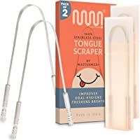 2 Pack Tongue Scraper with Travel Case, Bad Breath Treatment for Adults & Kids, Medical Grade 100% Stainless Steel…