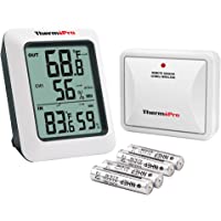 ThermoPro TP60S Digital Hygrometer Indoor Outdoor Thermometer Wireless Temperature and Humidity Gauge Monitor Room…