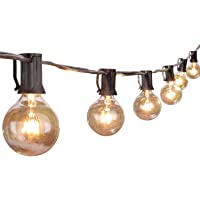 Outdoor String Lights 25 Feet G40 Globe Patio Lights with 27 Edison Glass Bulbs(2 Spare), Waterproof Connectable Hanging…